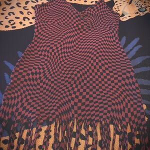 Wild Fable checkered fringed dress